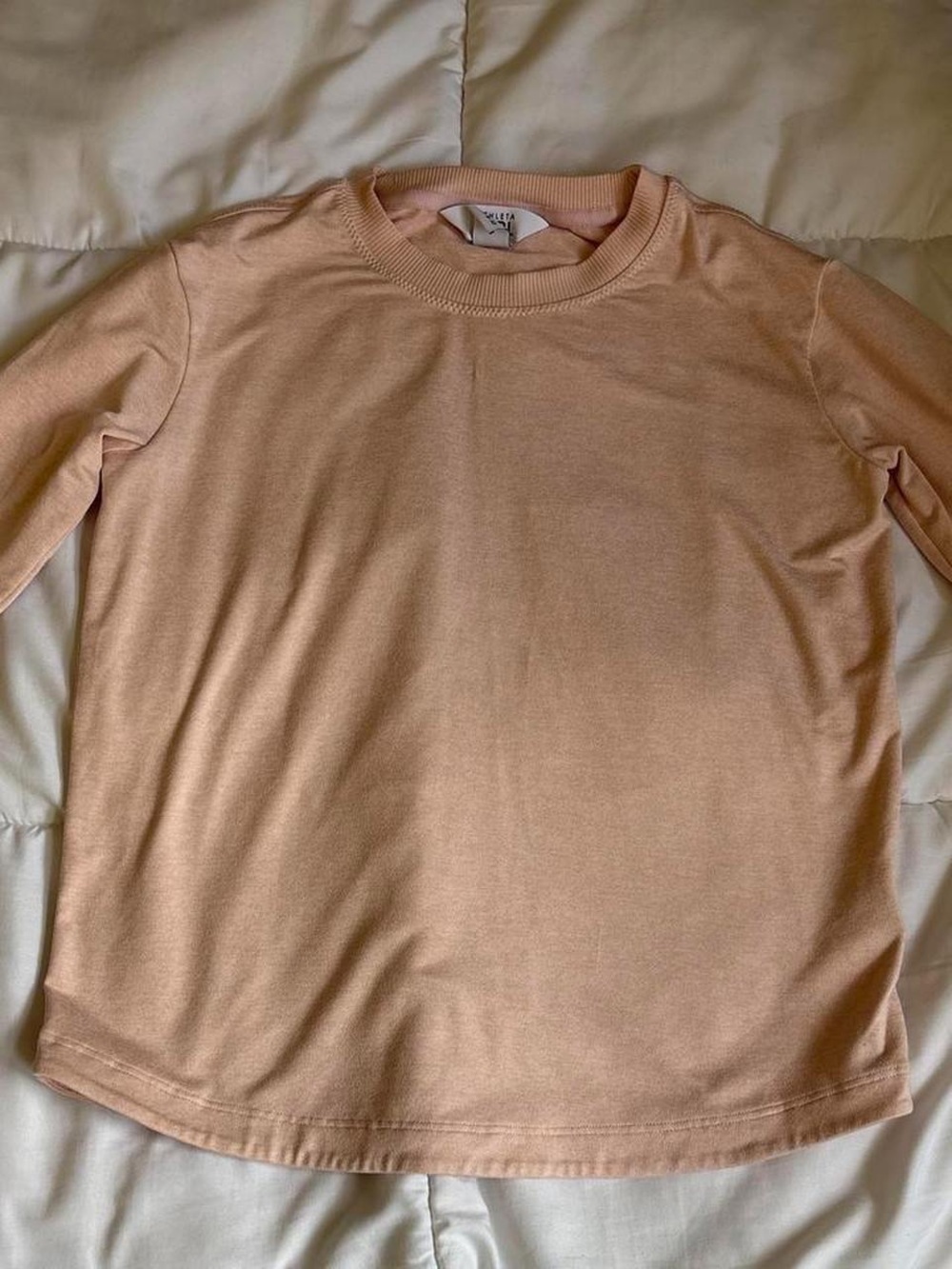 Women's Long Sleeve Crew Neck Top - Light Peach